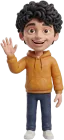 TinTin, a clay mini Nitin in a mustard hoodie